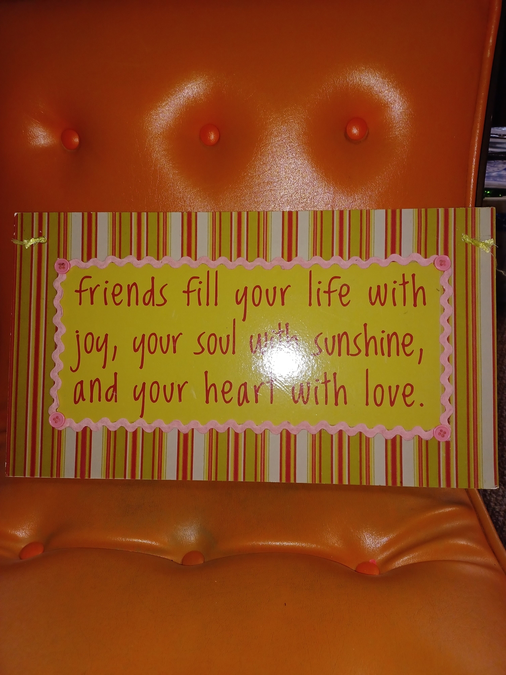 Sunny Friends Quote Wall Plaque - Yellow & Pink
